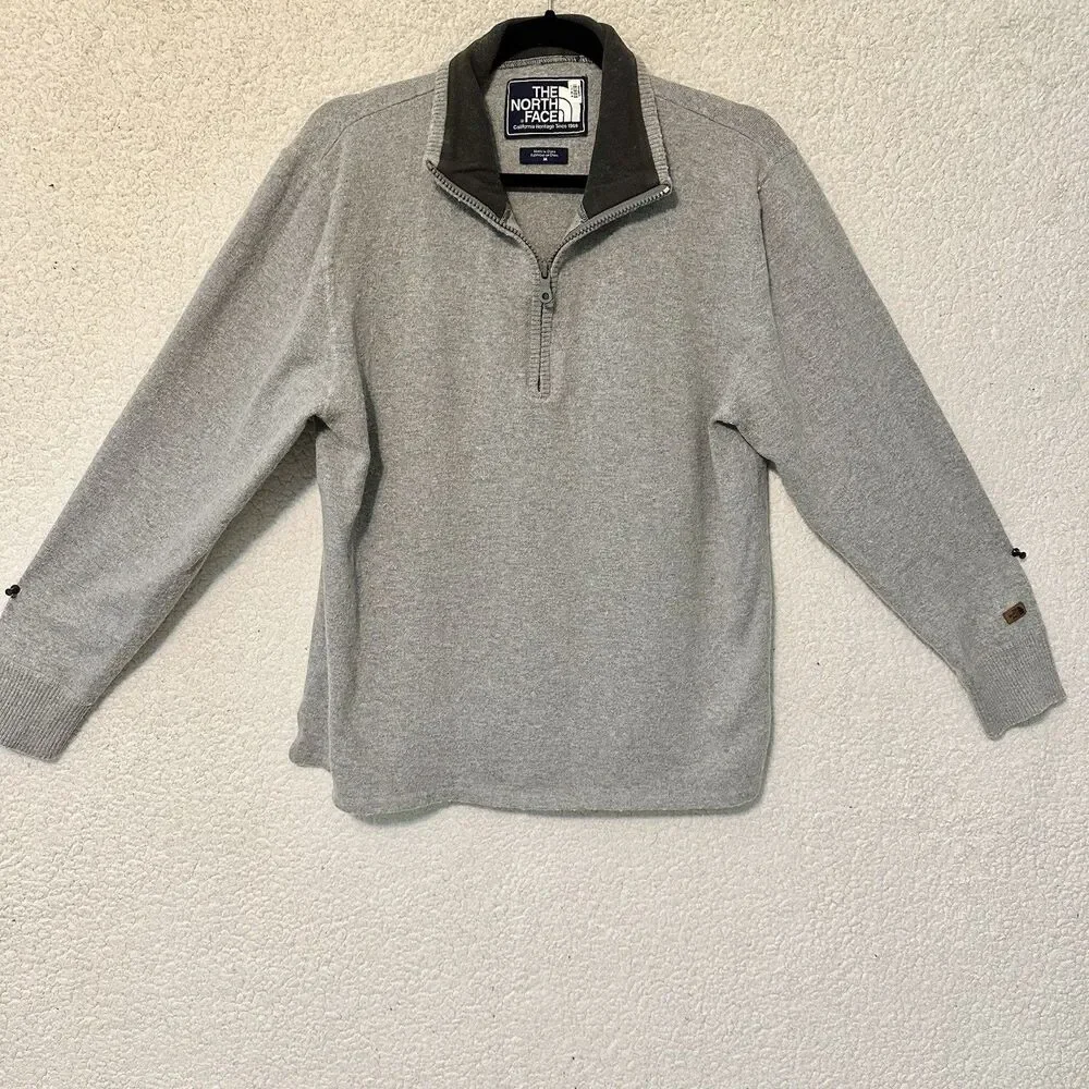 The North Face Mens‎ 1/4 Zip Pullover Thin Sweater Size M Gray.